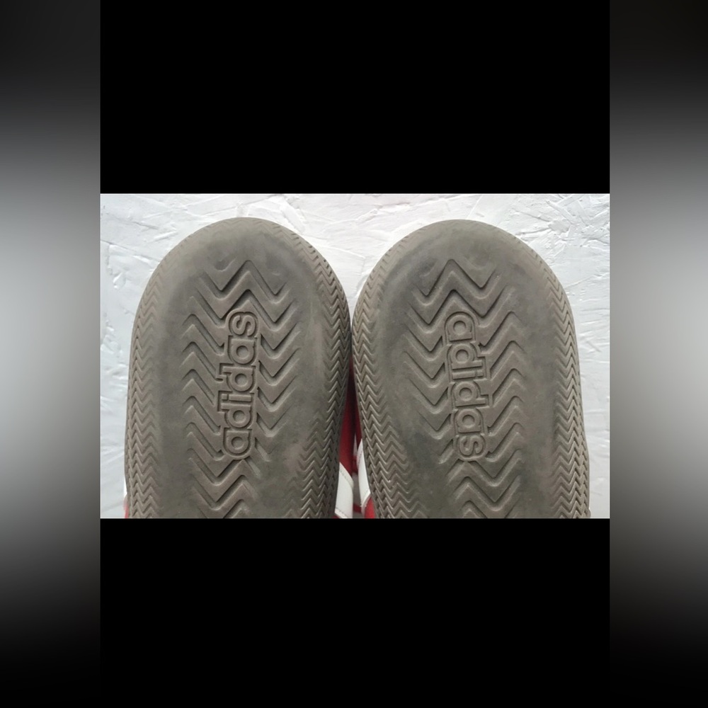 Excellent Adidas Grand Court Lo Women's 8.5 Sneakers Red Leather & White Stripes - Picture 12 of 12